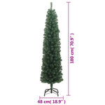 HKH Árvore de Natal Artificial Fina com Suporte Verde em PVC