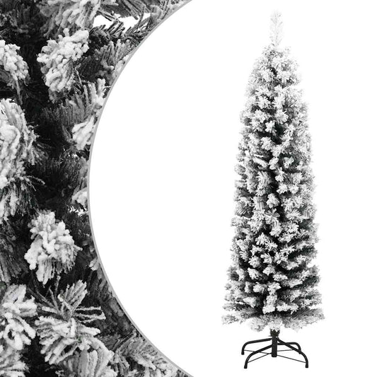 HKH Árvore de Natal Artificial Fina com Neve Verde em PVC