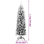 HKH Árvore de Natal Artificial Fina com Neve Verde em PVC