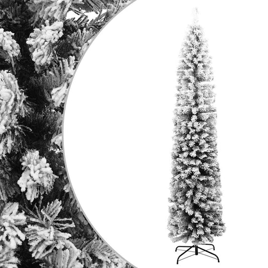 HKH Árvore de Natal Artificial Fina com Neve Verde em PVC