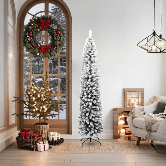 HKH Árvore de Natal Artificial Fina com Neve Verde em PVC