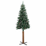 HKH Árvore de Natal Fina Madeira Genuína e Neve Branca - Verde
