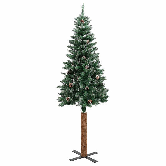 HKH Árvore de Natal Fina Madeira Genuína e Neve Branca - Verde