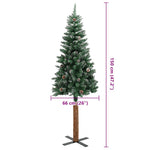 HKH Árvore de Natal Fina Madeira Genuína e Neve Branca - Verde