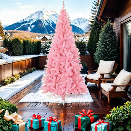 HKH Árvore de Natal Artificial com Suporte Rosa em PVC