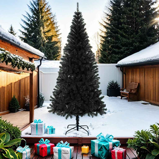 HKH Árvore de Natal Artificial com Suporte Preto em PVC