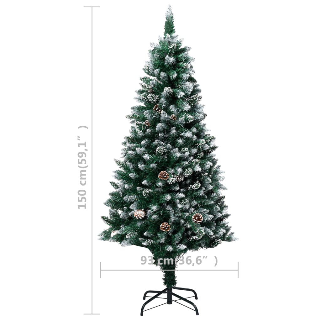 HKH Árvore de Natal Artificial com Pinhas e Neve Branca