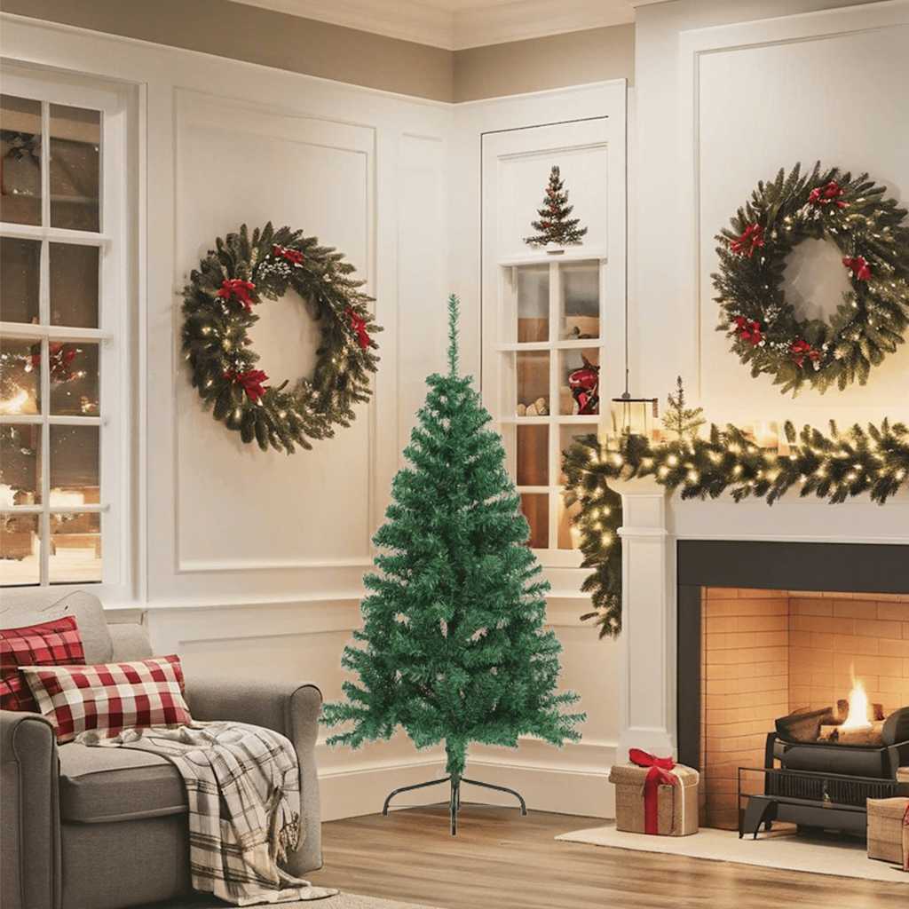 HKH Medio Árbol de Navidad Artificial con Soporte Verde de PVC