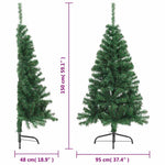 HKH Meia Árvore de Natal Artificial com Suporte Verde em PVC