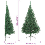 HKH Meia Árvore de Natal Artificial com Suporte Verde em PVC