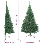 HKH Meia Árvore de Natal Artificial com Suporte Verde em PVC