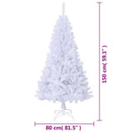 HKH Árvore de Natal Artificial com Ramos Grossos Branco em PVC