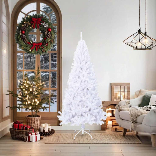 HKH Árvore de Natal Artificial com Ramos Grossos Branco em PVC