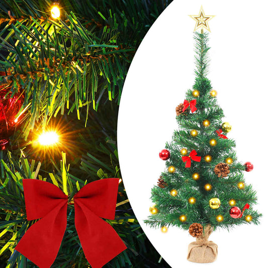 HKH Árvore de Natal Artificial Pré-Iluminada + Enfeites - Verde