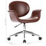 HKH Silla de Oficina Giratoria de Cuero Artificial - Marrón