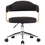 Silla de oficina giratoria HKH de madera curvada/cuero artificial - Negro