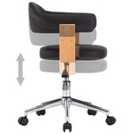 Silla de oficina giratoria HKH de madera curvada/cuero artificial - Negro