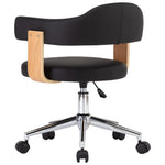 Silla de oficina giratoria HKH de madera curvada/cuero artificial - Negro