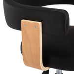 Silla de oficina giratoria HKH de madera curvada/cuero artificial - Negro