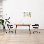 Silla de oficina giratoria HKH de madera curvada/cuero artificial - Negro