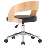 HKH Silla de Oficina Giratoria en Madera Curvada/Cuero Artificial - Negro