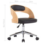 HKH Silla de Oficina Giratoria en Madera Curvada/Cuero Artificial - Negro