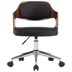 Silla de oficina giratoria HKH de madera curvada/cuero artificial - Negro