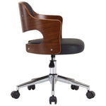 Silla de oficina giratoria HKH de madera curvada/cuero artificial - Negro