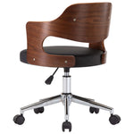 Silla de oficina giratoria HKH de madera curvada/cuero artificial - Negro