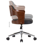 Silla de oficina giratoria HKH de madera curvada/cuero artificial - Negro
