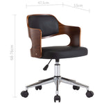 Silla de oficina giratoria HKH de madera curvada/cuero artificial - Negro