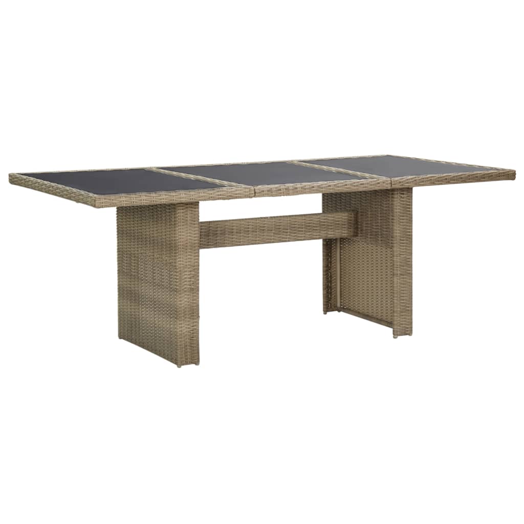HKH Mesa de Comedor Jardín 200x100x74 Cm Cristal y Ratán Pie Marrón - Marrón