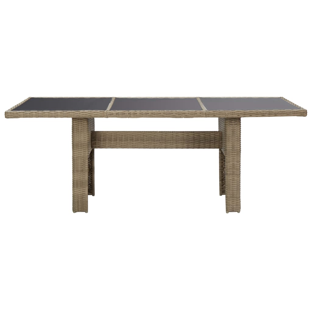 HKH Mesa de Comedor Jardín 200x100x74 Cm Cristal y Ratán Pie Marrón - Marrón