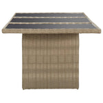 HKH Mesa de Jantar Jardim 200x100x74 Cm Vidro e Vime Pe Castanho - Marrom