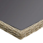 HKH Mesa de Jantar Jardim 200x100x74 Cm Vidro e Vime Pe Castanho - Marrom