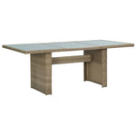 HKH Mesa de Jantar Jardim 200x100x74 Cm Vidro e Vime Pe Castanho - Marrom