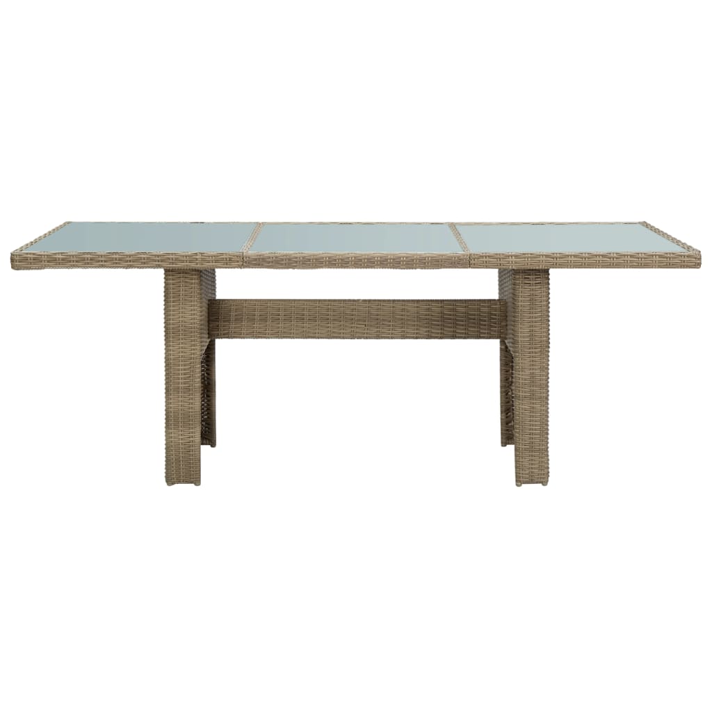 HKH Mesa de Jantar Jardim 200x100x74 Cm Vidro e Vime Pe Castanho - Marrom