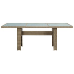 HKH Mesa de Jantar Jardim 200x100x74 Cm Vidro e Vime Pe Castanho - Marrom