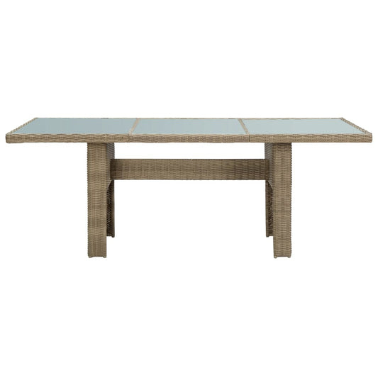 HKH Mesa de Jantar Jardim 200x100x74 Cm Vidro e Vime Pe Castanho - Marrom