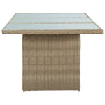 HKH Mesa de Jantar Jardim 200x100x74 Cm Vidro e Vime Pe Castanho - Marrom