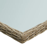 HKH Mesa de Jantar Jardim 200x100x74 Cm Vidro e Vime Pe Castanho - Marrom