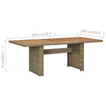 HKH Mesa de Comedor Jardín 200x100x74 Cm Ratán PE Marrón - Marrón