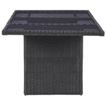 HKH Mesa de Jantar Jardim 200x100x74 Cm Vidro e Vime Pe - Preto
