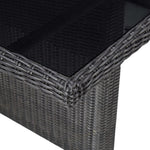 HKH Mesa de Jantar Jardim 200x100x74 Cm Vidro e Vime Pe - Preto