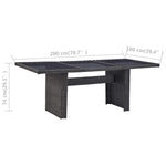 HKH Mesa de Jantar Jardim 200x100x74 Cm Vidro e Vime Pe - Preto