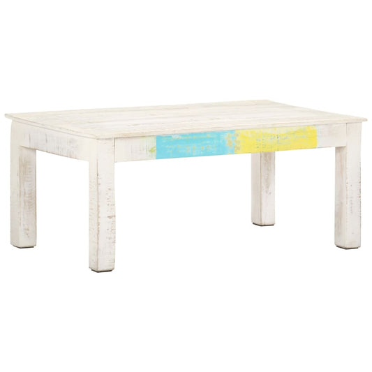 HKH Mesa de centro de madera de mango maciza - Blanco