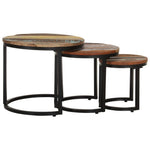 HKH Juego de 3 Mesas Auxiliares de Madera Maciza Reciclada