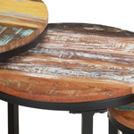 HKH Juego de 3 Mesas Auxiliares de Madera Maciza Reciclada