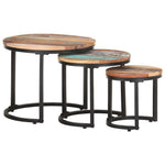HKH Juego de 3 Mesas Auxiliares de Madera Maciza Reciclada