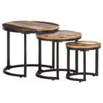 HKH Juego de 3 Mesas Auxiliares de Madera Maciza Reciclada
